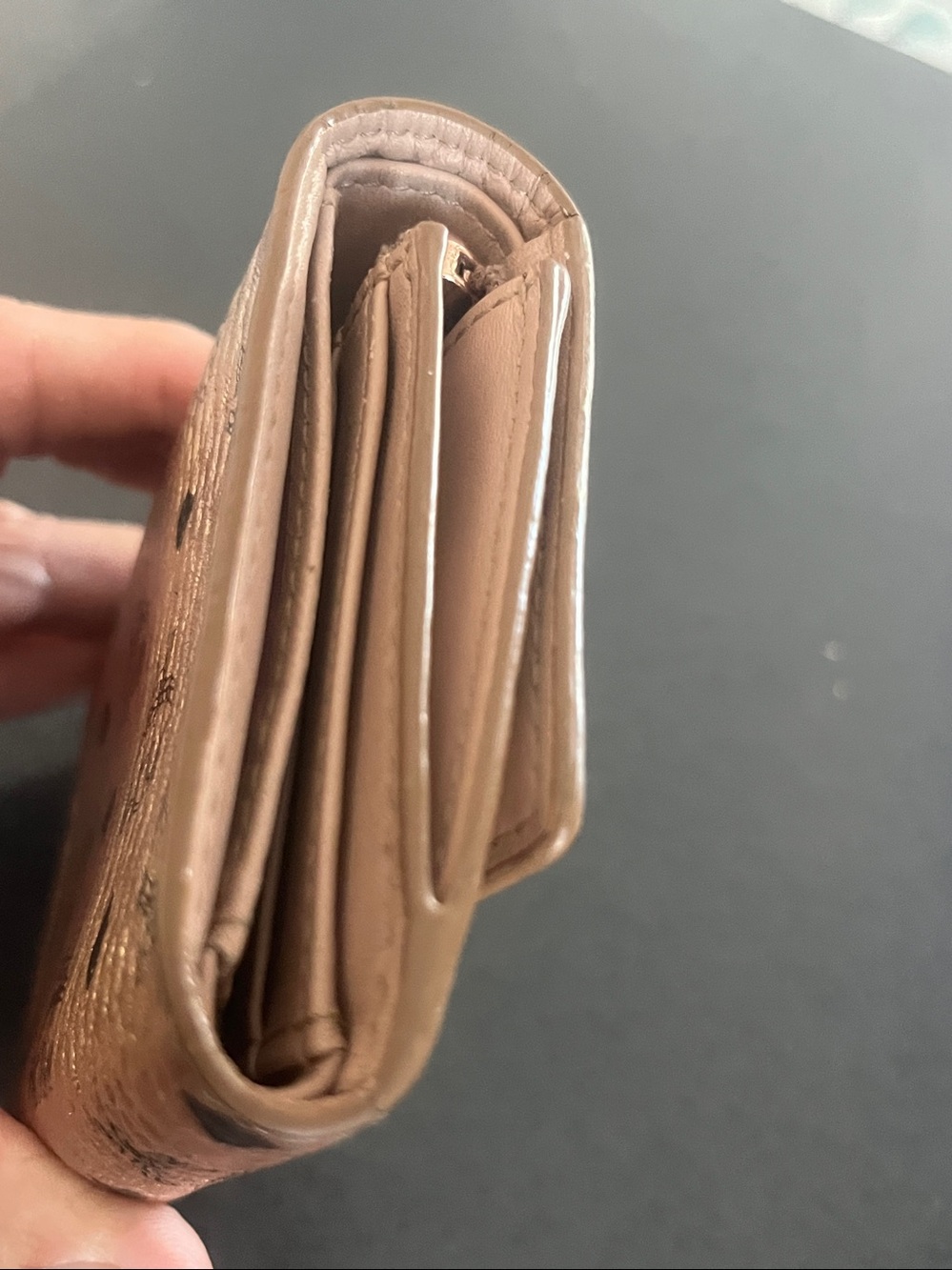 MCM Visetos Trifold Flap Snap Champange Metallic Leather Wallet - Picture 10 of 17